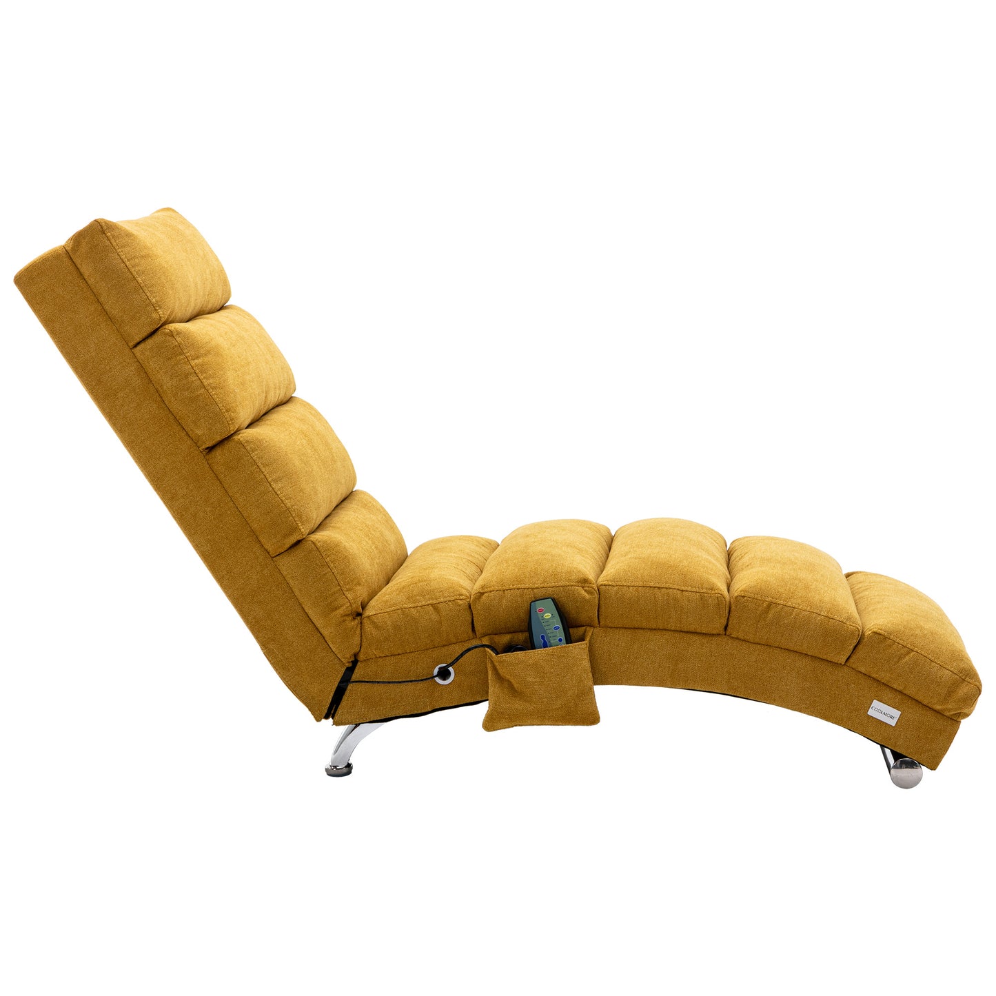 COOLMORE Linen Massage Chaise Lounge Indoor with Remote Control,Ergonomic Electric Massage Long Lounger with 5 Modes for Office, Living Room,Bedroom (Mustard)