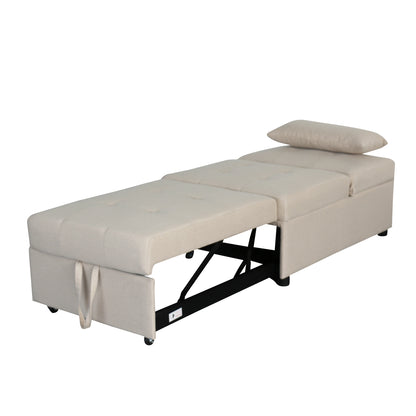 Folding Ottoman Sofa Bed Beige