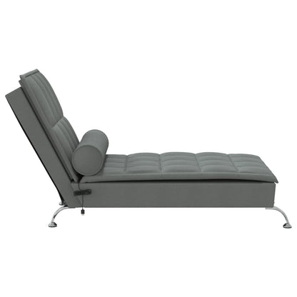 Massage Chaise Lounge with Bolster Dark Gray Fabric