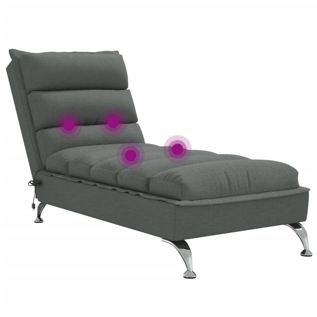 Massage Chaise Lounge with Cushions Dark Gray Fabric