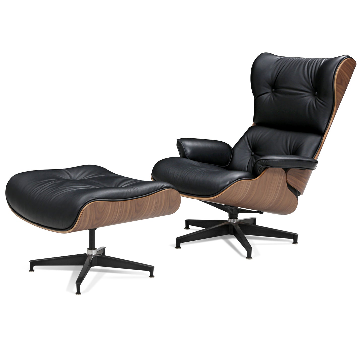 UPGRADE Mid century high back lounge chair with ottoman stool for Living Room Genuine Leather Club Chair