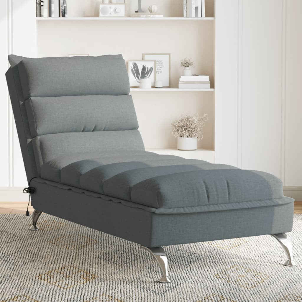 Massage Chaise Lounge with Cushions Dark Gray Fabric