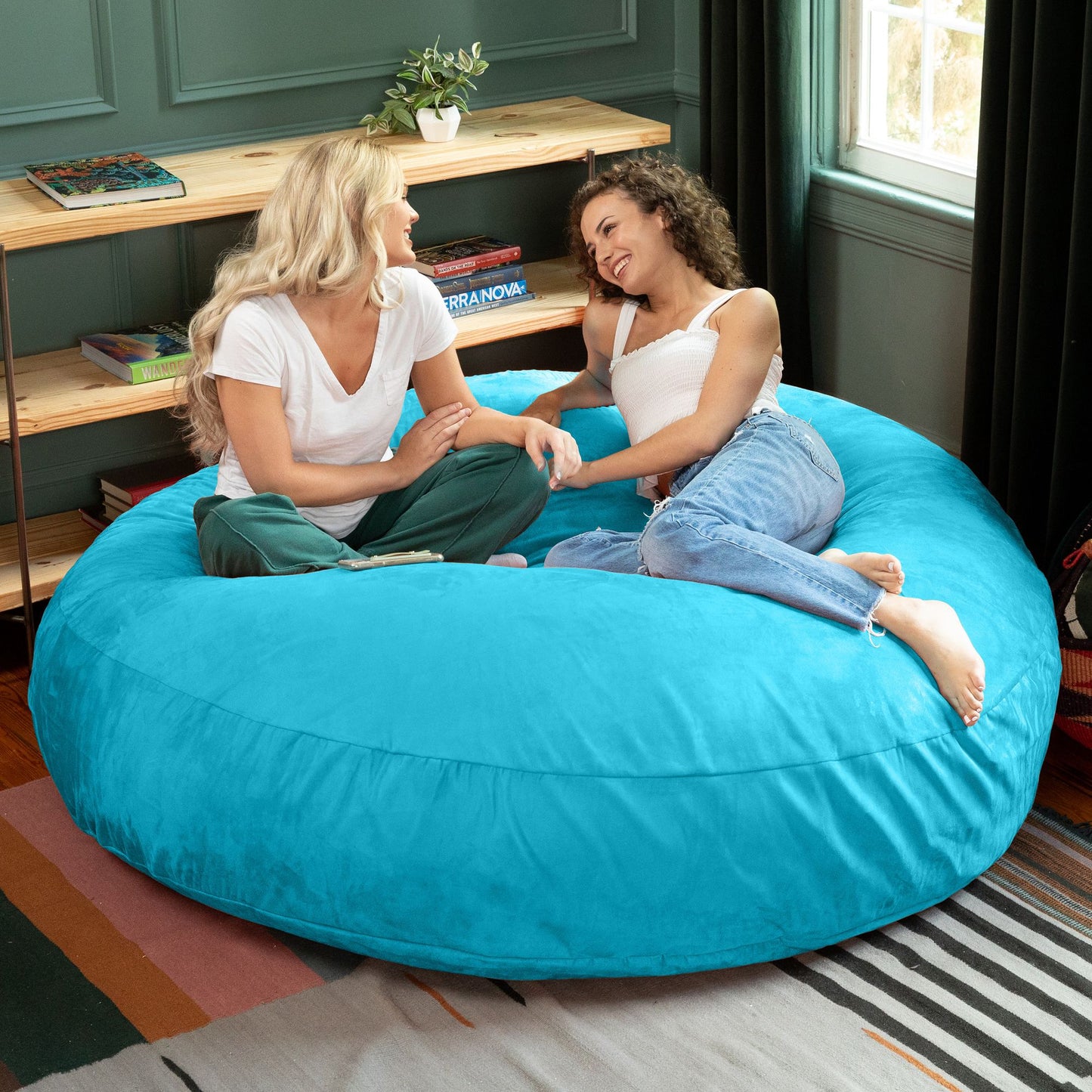 Jaxx 6 ft Cocoon - Large Bean Bag Chair for Adults, Teal