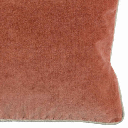 Rectangular Fabric Throw Pillow with Solid Color and Piped Edges, Terra Cota