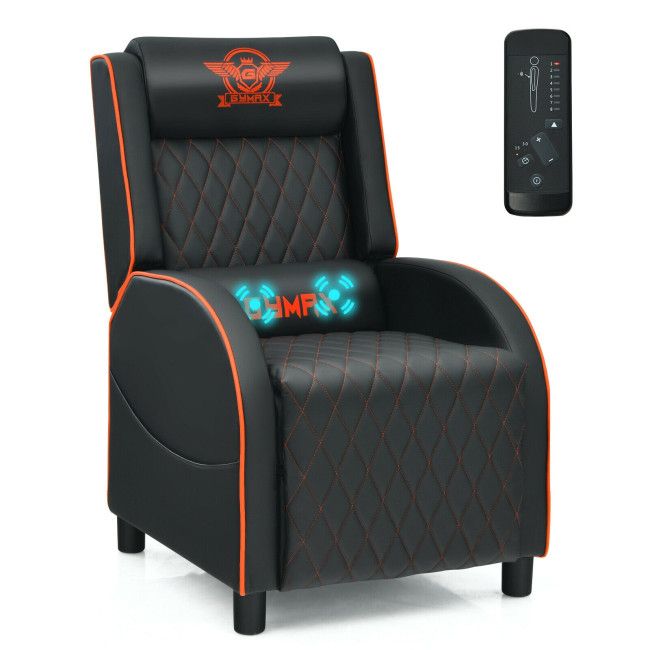 Massage Gaming Recliner Chair with Headrest and Adjustable Backrest for Home Theater