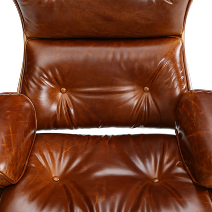 UPGRADE Mid century high back lounge chair with ottoman stool for Living Room Genuine Leather Club Chair