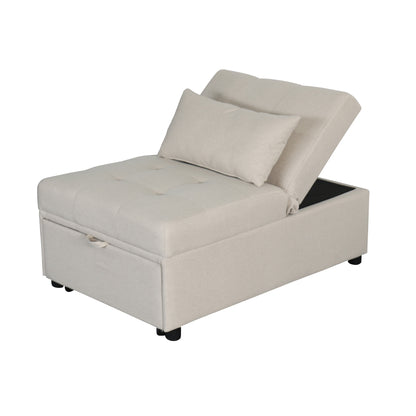 Folding Ottoman Sofa Bed Beige