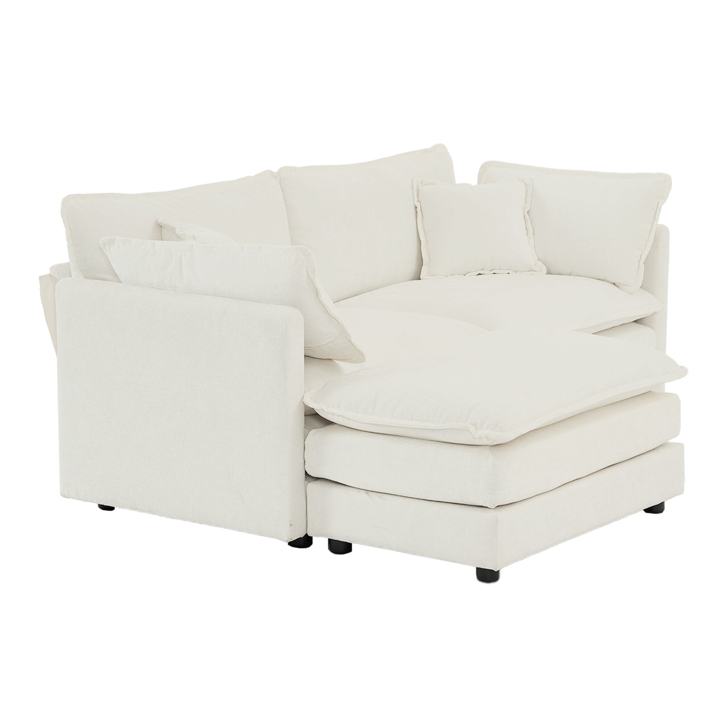 Chenille Two-Seater Sofa with 1 Footrest