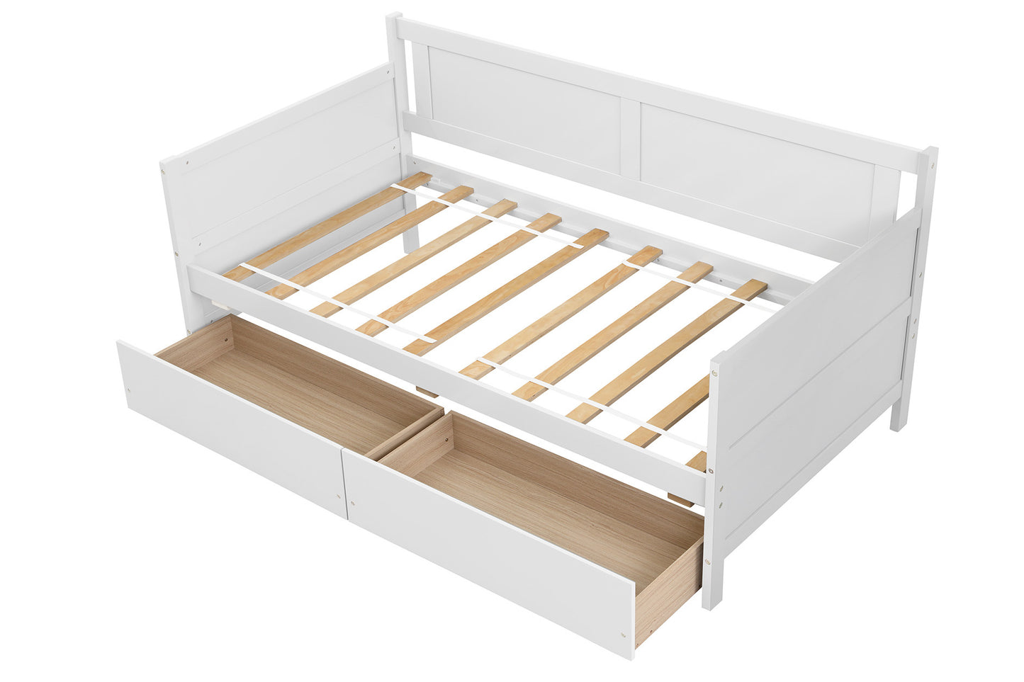 Daybed with two drawers, Twin size Sofa Bed, Two Storage Drawers for Bedroom,Living Room ,White(New SKU:W504P149045)