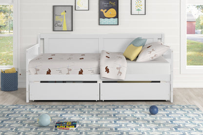 Daybed with two drawers, Twin size Sofa Bed, Two Storage Drawers for Bedroom,Living Room ,White(New SKU:W504P149045)