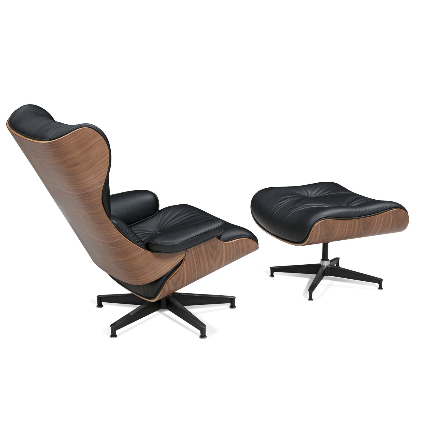 UPGRADE Mid century high back lounge chair with ottoman stool for Living Room Genuine Leather Club Chair