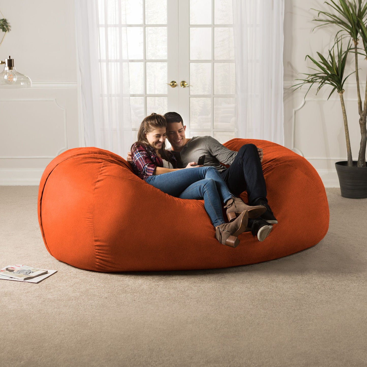 Jaxx 7 Foot Giant Bean Bag Sofa, Mandarin