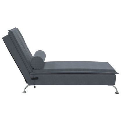 Massage Chaise Lounge with Bolster Dark Gray Velvet