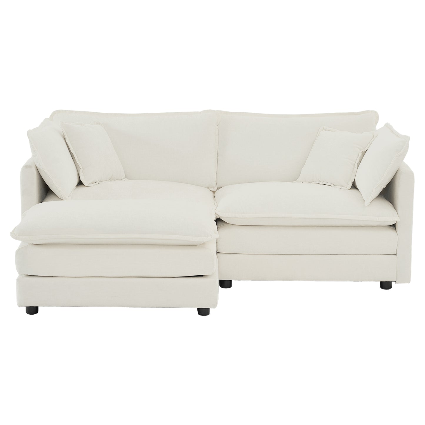 Chenille Two-Seater Sofa with 1 Footrest