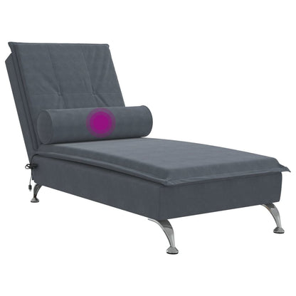 Massage Chaise Lounge with Bolster Dark Gray Velvet