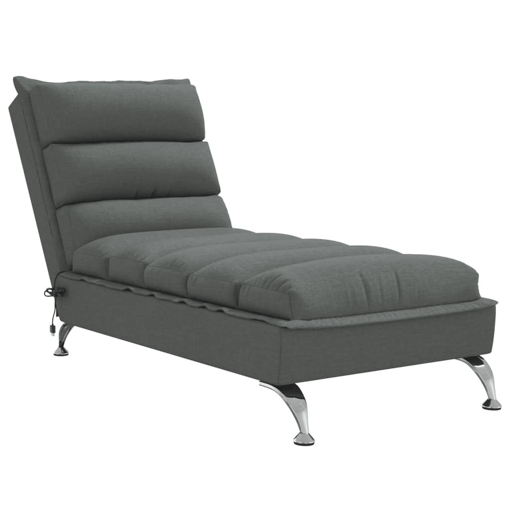 Massage Chaise Lounge with Cushions Dark Gray Fabric