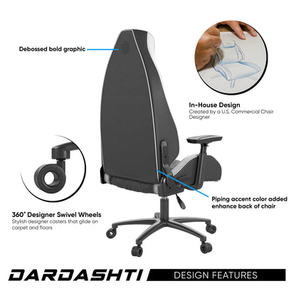 Next-Gen Ergonomic Gaming Chair, 8 Way Adjustable Arm Rest, Multi-Tilt, Steel Frame in White