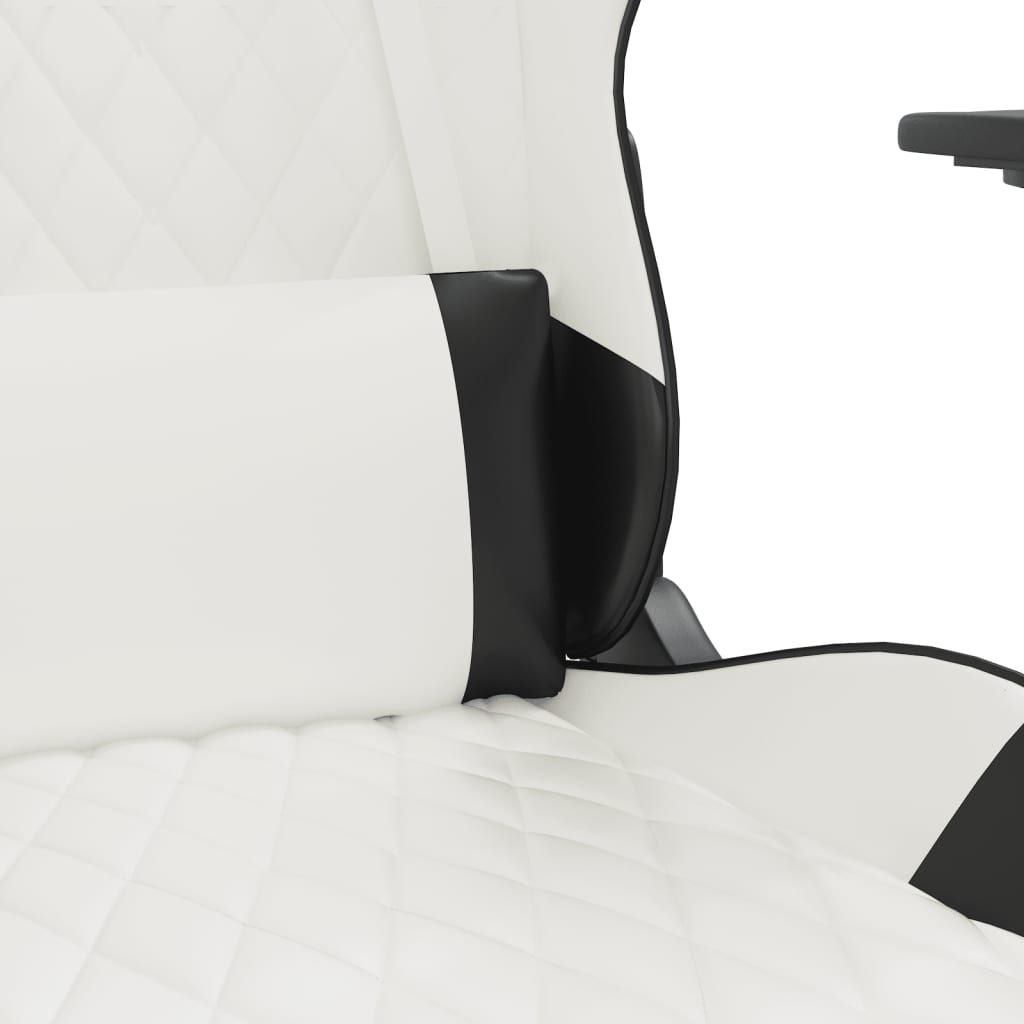 Gaming Chair with Footrest White and Black Faux Leather