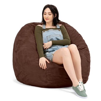 Jaxx Saxx 4 Foot Round Bean Bag w/ Removable Cover, Chocolate