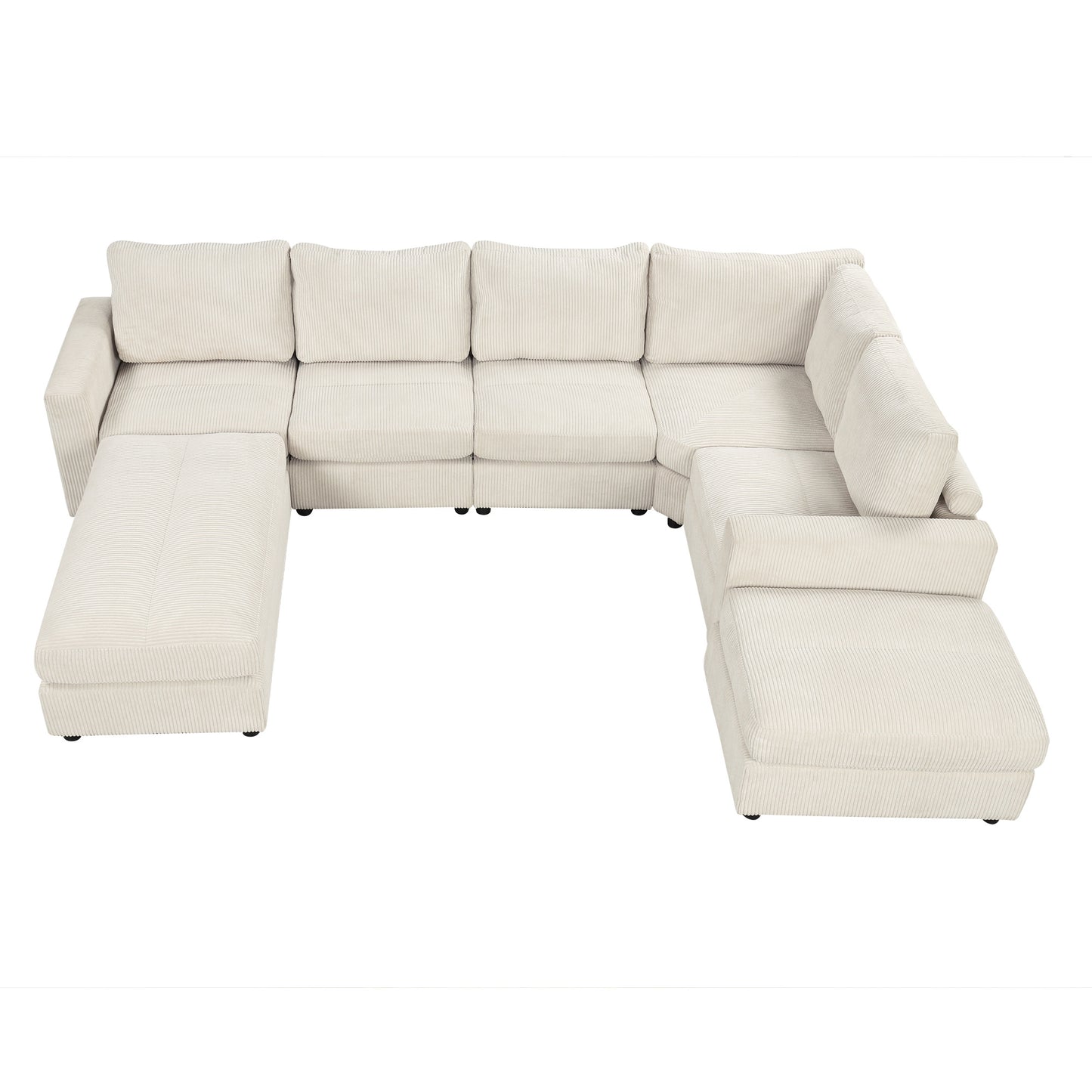 121.3" Sectional Couch Sofa Bed Modular Sofa with Two Movable Ottomans for Living Room (Old SKU:N719S001640A), Beige