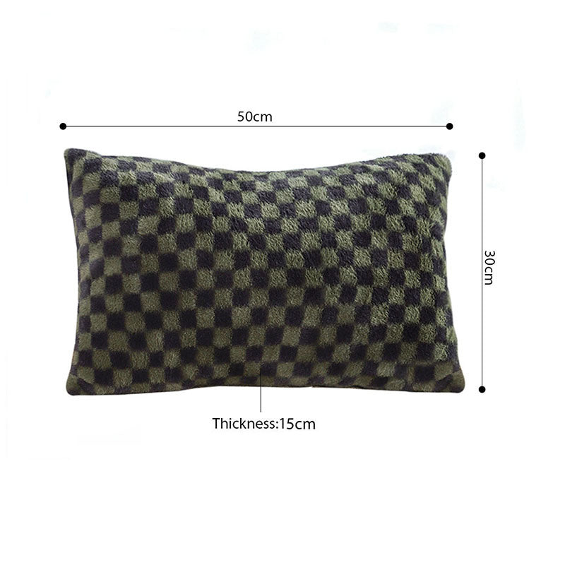 SOGA 2X 30cm Urban Light Luxury Dark Green Checkered Lumbar Throw Pillow