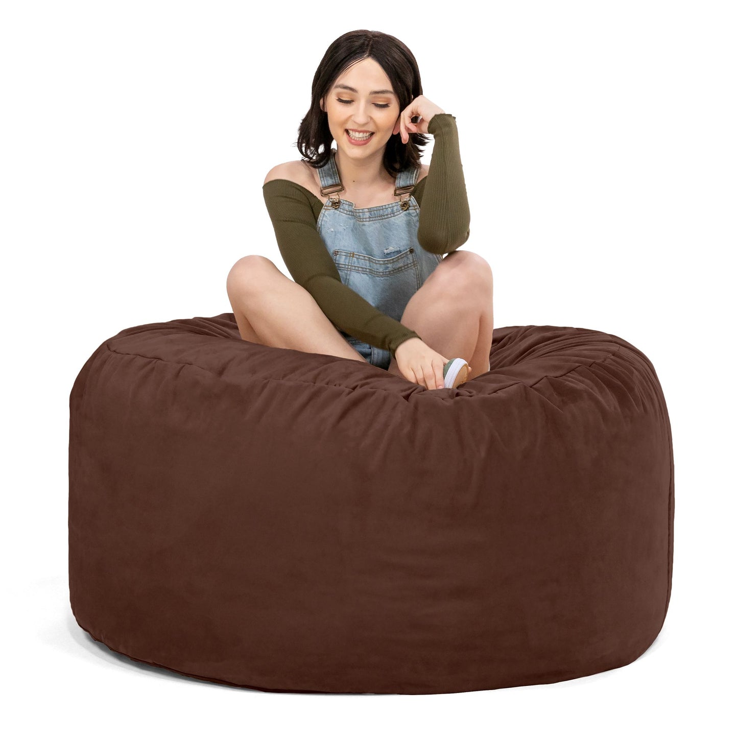 Jaxx Saxx 4 Foot Round Bean Bag w/ Removable Cover, Chocolate