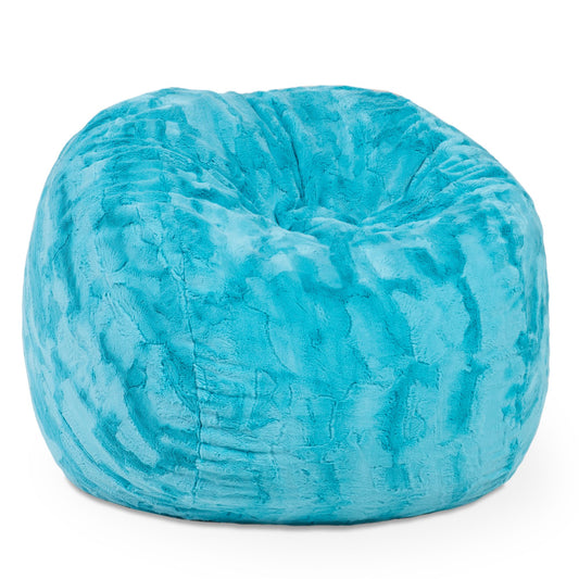 Jaxx Saxx 3 Foot Bean Bag Chair - Faux Fur - Fun Colors, Maui Turquoise