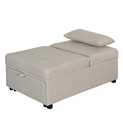 Folding Ottoman Sofa Bed Beige