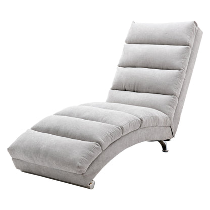 COOLMORE Linen Massage Chaise Lounge Indoor with Remote Control,Ergonomic Electric Massage Long Lounger with 5 Modes for Office, Living Room,Bedroom (Light Grey)