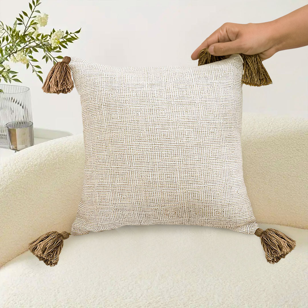 SOGA 2X 50cm Beige Pillow Textured Throw Cover, Luxurious Rib Knit Ribbed Cotton Throw Pillow