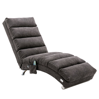 COOLMORE Linen Massage Chaise Lounge Indoor with Remote Control,Ergonomic Electric Massage Long Lounger with 5 Modes for Office, Living Room,Bedroom (Dark Gray)