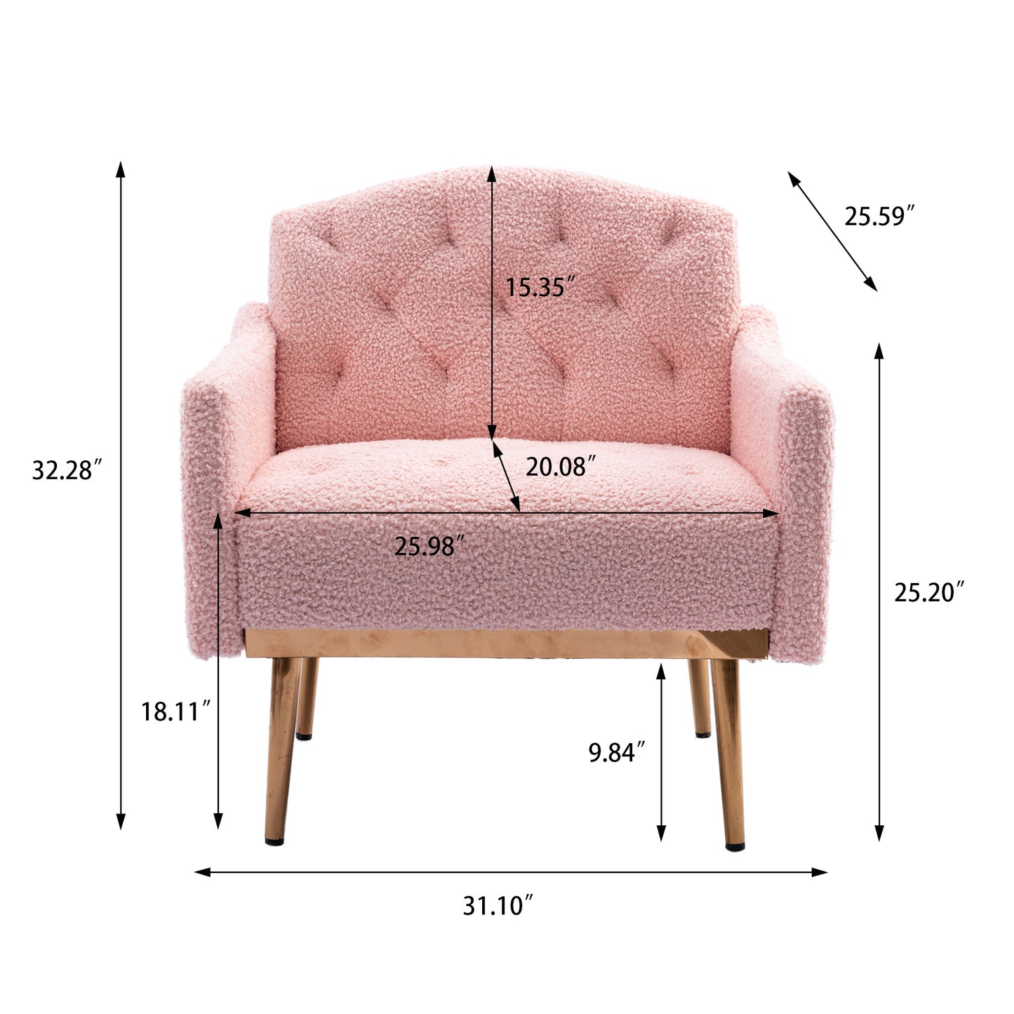 Leisure single sofa with Rose Golden feet