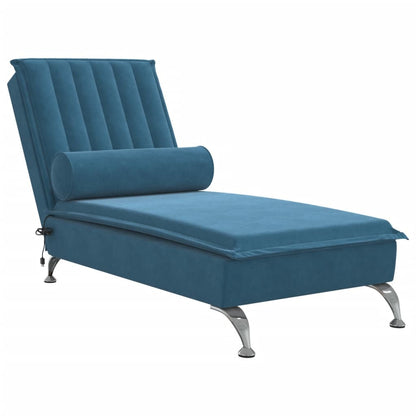 Massage Chaise Lounge with Bolster Blue Velvet