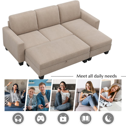 Sectional Couch with Storage Ottoman L-Shaped Sofa