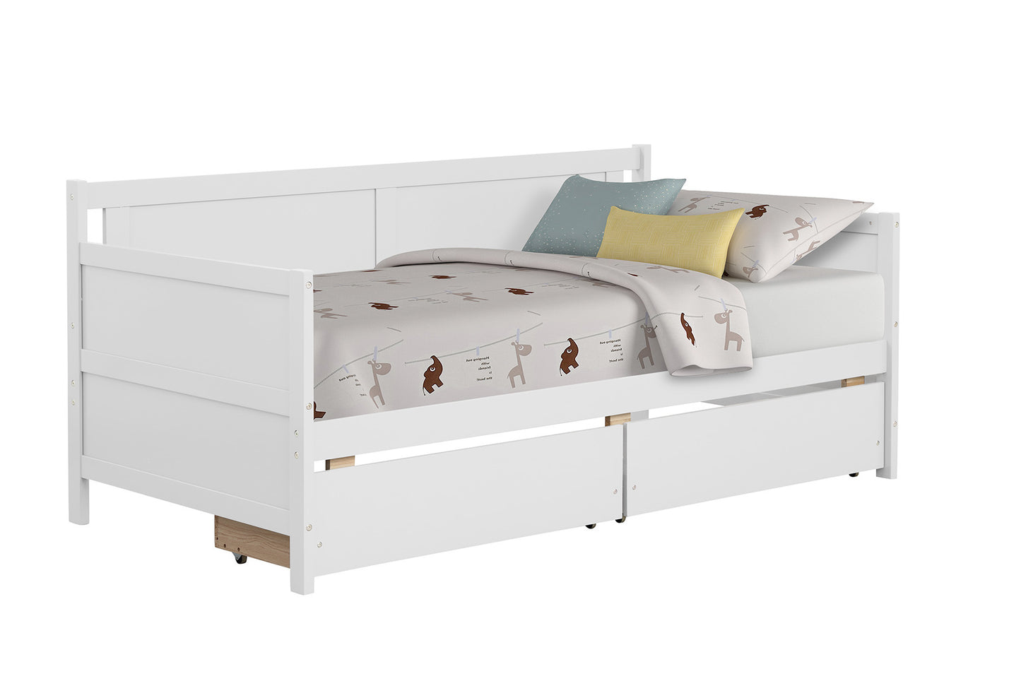 Daybed with two drawers, Twin size Sofa Bed, Two Storage Drawers for Bedroom,Living Room ,White(New SKU:W504P149045)