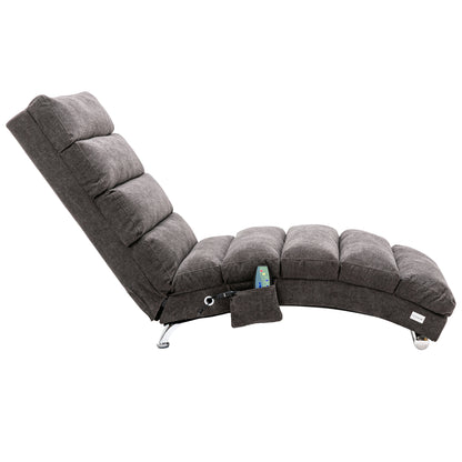 COOLMORE Linen Massage Chaise Lounge Indoor with Remote Control,Ergonomic Electric Massage Long Lounger with 5 Modes for Office, Living Room,Bedroom (Dark Gray)