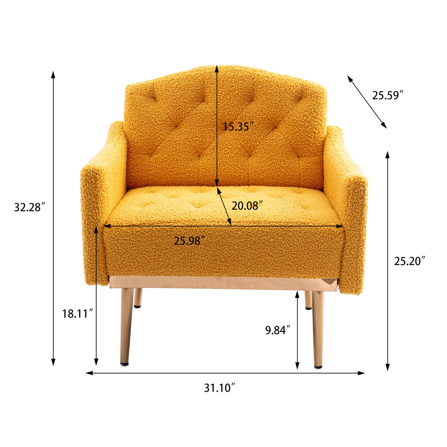 Leisure single sofa with Rose Golden feet