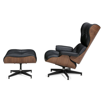 UPGRADE Mid century high back lounge chair with ottoman stool for Living Room Genuine Leather Club Chair