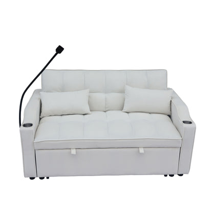 Modern Velvet Loveseat Futon Sofa Couch w/Pullout Bed,Small Love Seat Lounge Sofa with adjustable Reclining Backrest,Toss Pillows, Pockets,Furniture for Living Room,3 in 1 Convertible Sleeper Sofa Bed