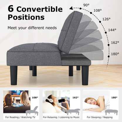 Convertible Folding Futon Sofa Bed with 6-Position Adjustable Backrest