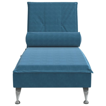 Massage Chaise Lounge with Bolster Blue Velvet