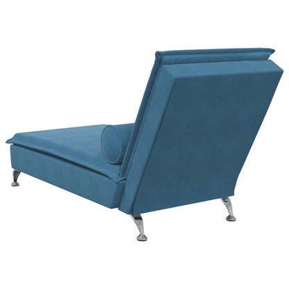 Massage Chaise Lounge with Bolster Blue Velvet