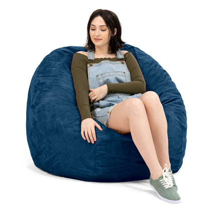 Jaxx Saxx 4 Foot Round Bean Bag w/ Removable Cover, Navy