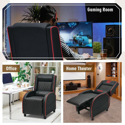 Massage Gaming Recliner Chair with Headrest and Adjustable Backrest for Home Theater