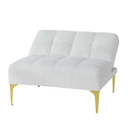 Convertible sofa bed single chair futon with gold metal legs teddy fabric