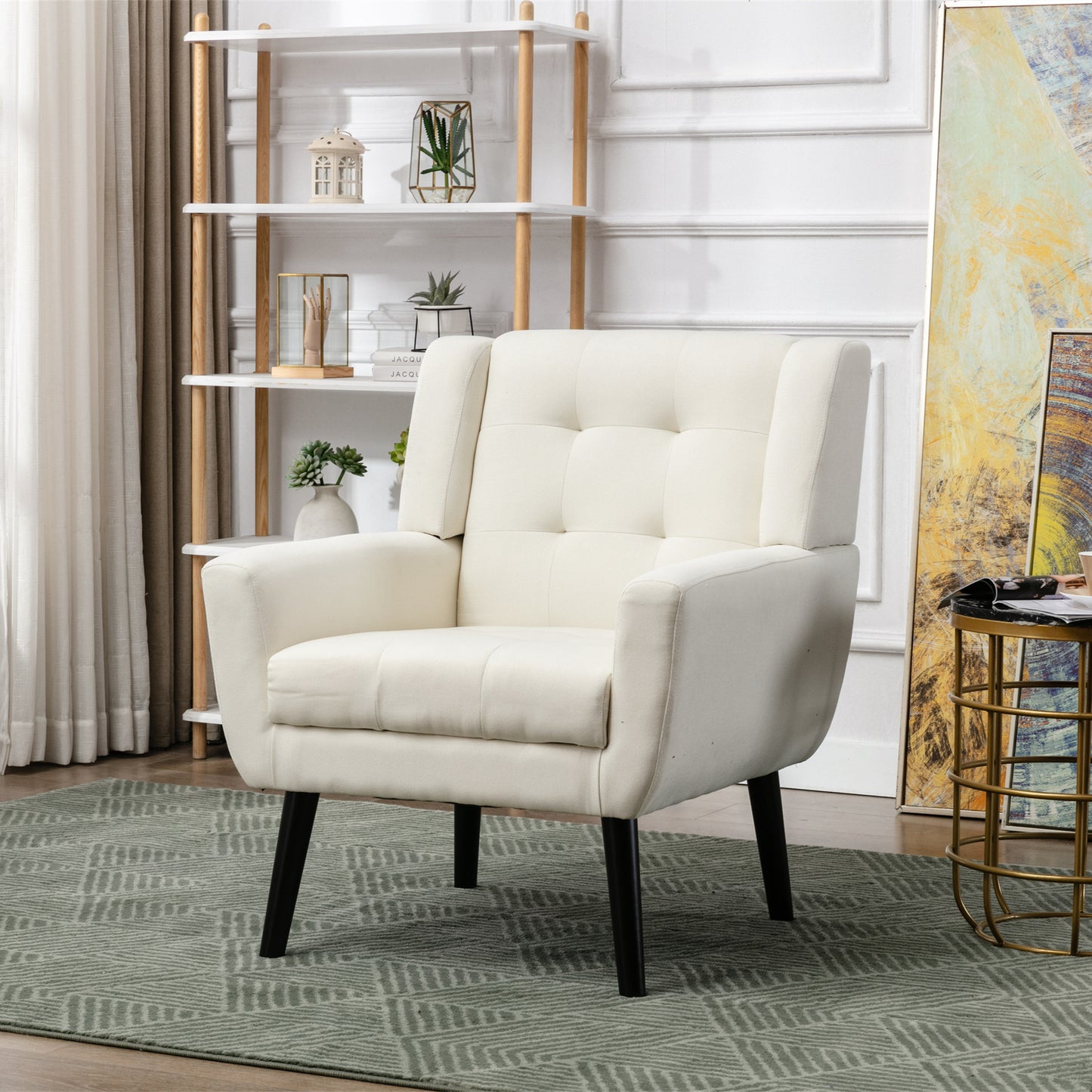 Modern Soft Linen Material Ergonomics Accent Chair