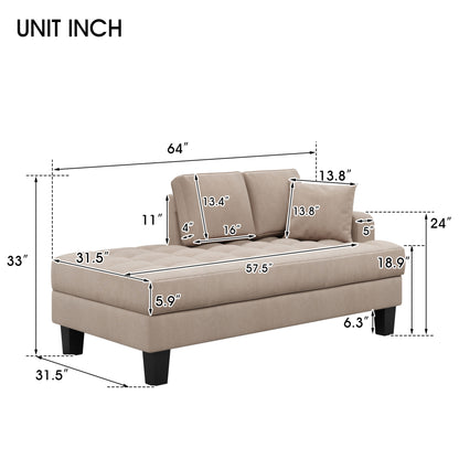 Deep Tufted Upholstered Textured Fabric Chaise Lounge