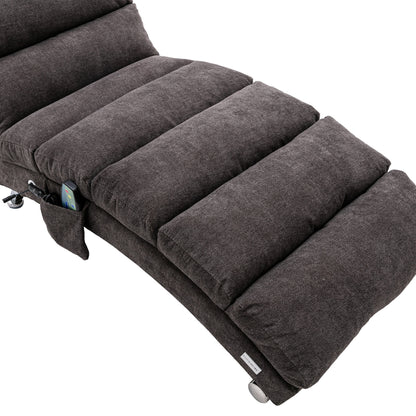 COOLMORE Linen Massage Chaise Lounge Indoor with Remote Control,Ergonomic Electric Massage Long Lounger with 5 Modes for Office, Living Room,Bedroom (Dark Gray)