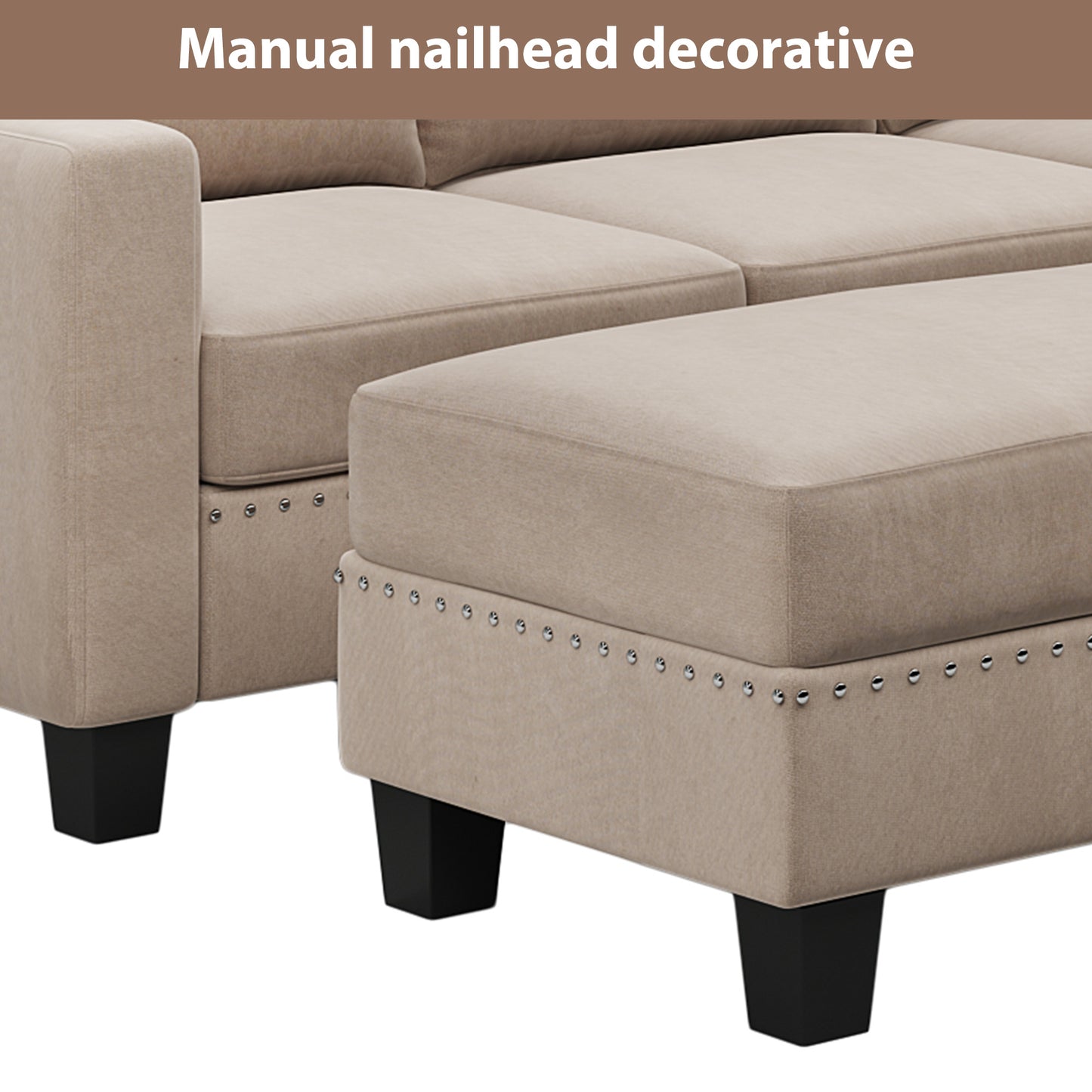 Sectional Couch with Storage Ottoman L-Shaped Sofa