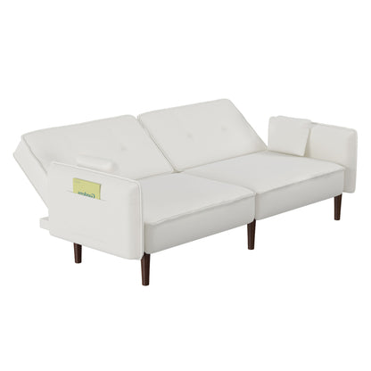 Convertible Sofa Bed with Wood Legs in Cotton Linen Fabric